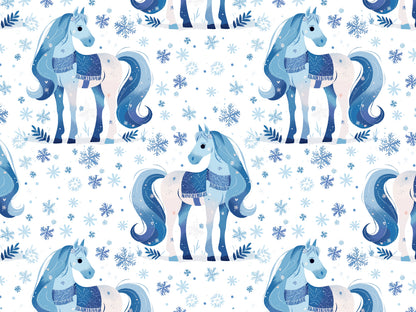 French Terry - Pferd & Eiskristalle