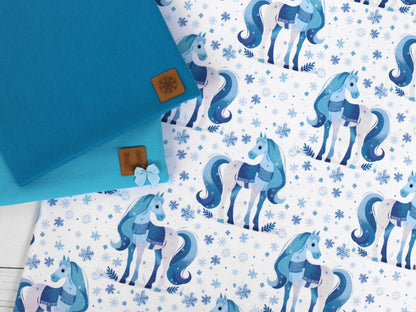 French Terry - Pferd & Eiskristalle