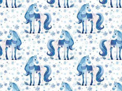 French Terry - Pferd & Eiskristalle