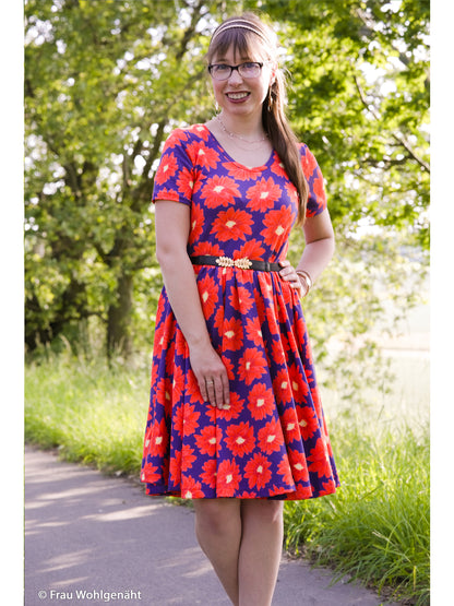 French Terry - Bienvenido Colorido Margarita - blau-rot