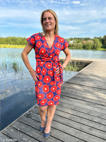 French Terry - Bienvenido Colorido Margarita - blau-rot