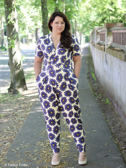 French Terry - Bienvenido Colorido Margarita - creme-blau