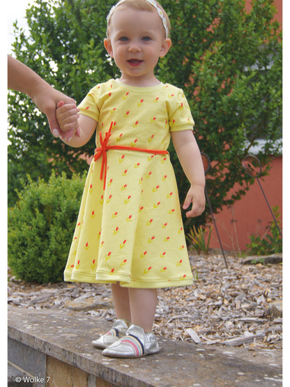 Tissu French Terry - Femke, fleur - jaune clair