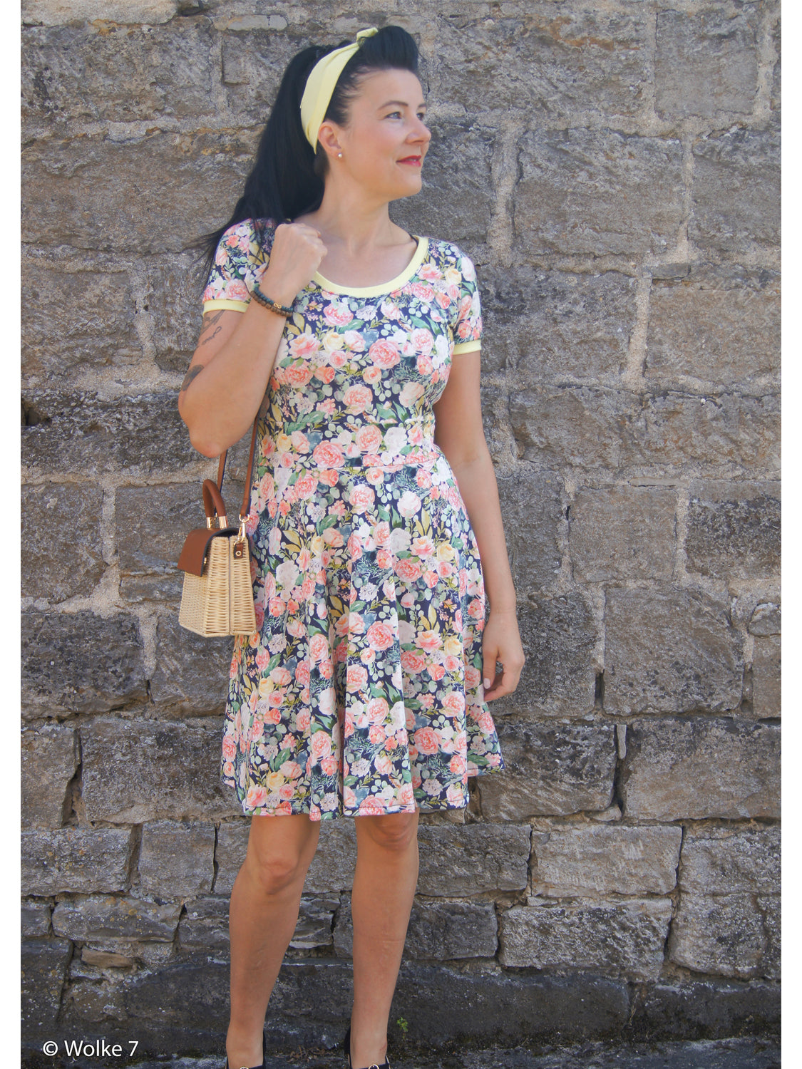 Tissu French Terry modal - Hanne - Mer de Fleurs, noir