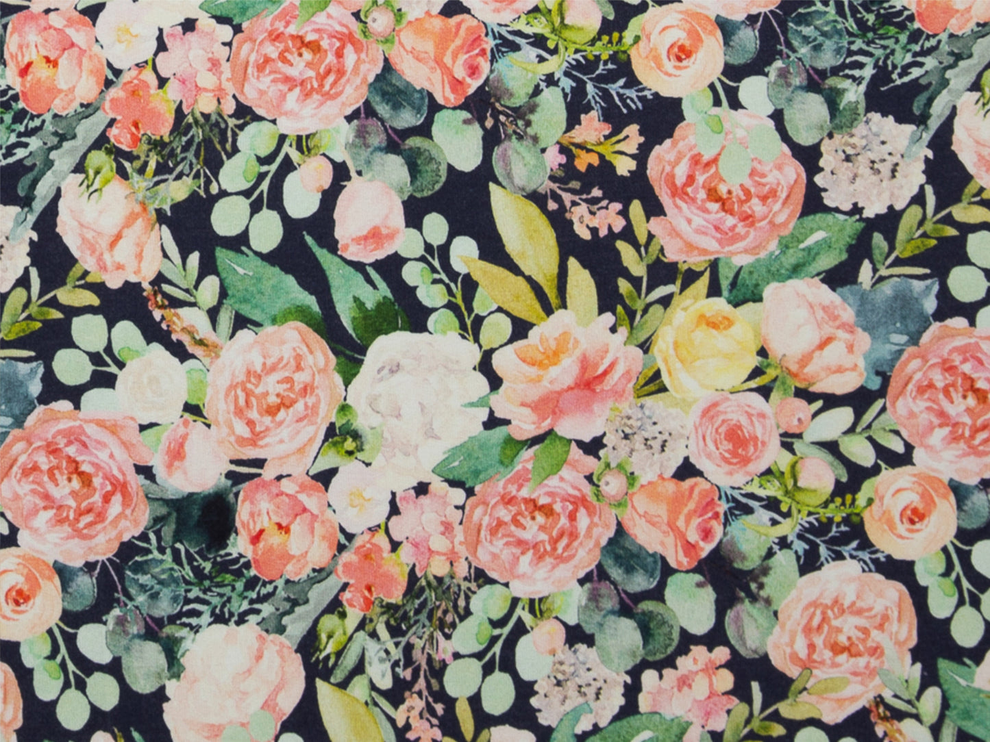 Tissu French Terry modal - Hanne - Mer de Fleurs, noir