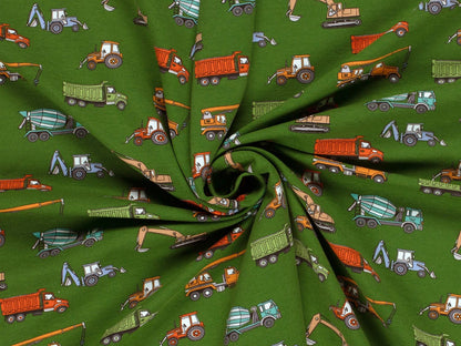 stoff-french-terry-sommersweat-baumwolle-baufahrzeuge-kran-traktor-olivgruen-2