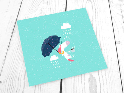 stoff-french-terry-sommersweat-baumwolle-kathi-kunterbunt-einhorn-regenschirm-mint-panel-kaffee