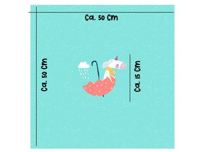 stoff-french-terry-sommersweat-baumwolle-kathi-kunterbunt-einhorn-regenschirm-mint-panel