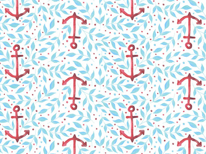 stoff-french-terry-sommersweat-baumwolle-kathi-kunterbunt-watercolor-aquarell-leaves-anker-anchor-helltuerkis-burgundy