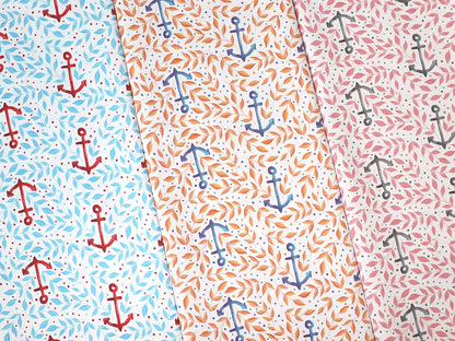 stoff-french-terry-sommersweat-baumwolle-kathi-kunterbunt-watercolor-aquarell-leaves-anker-anchor-serie