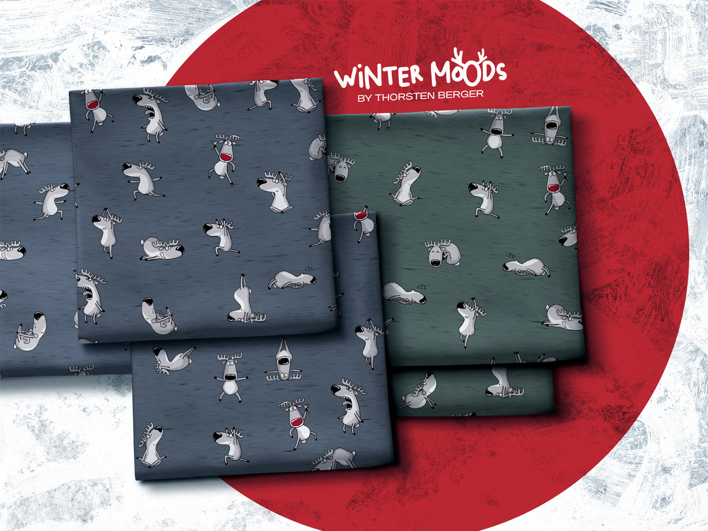 French Terry Stoff - Thorsten Berger WINTER MOODS - Rentiere, smaragd