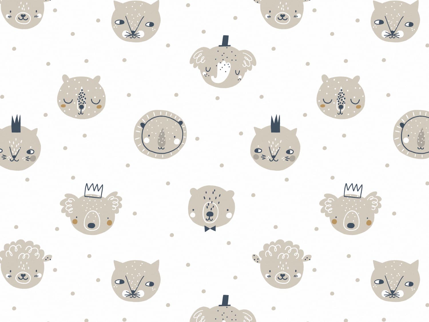 stoff-french-terry-sommersweat-baumwolle-sweat-tiere-koala-katze-schaf-baer-elefant-braun-tupfen
