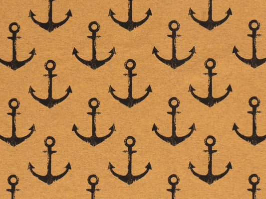 stoff-french-terry-sommersweat-baumwolle-sweat-winter-herbst-anker-marine-maritim-nautical-grunge-grosse-anker-ocker