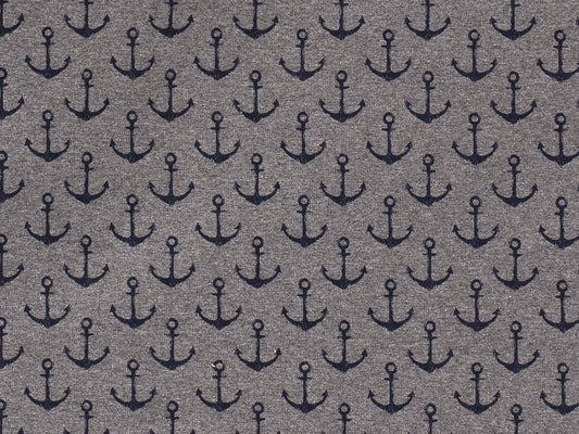 stoff-french-terry-sommersweat-baumwolle-sweat-winter-herbst-anker-marine-maritim-nautical-grunge-kleine-anker-grau-blau