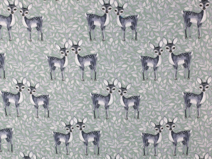 stoff-french-terry-sommersweat-baumwolle-sweat-winter-herbst-floral-flower-reh-waldtiere-wald-altgruen