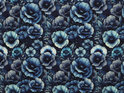 French Terry - Blumenmeer - blau