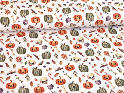 stoff-french-terry-sommersweat-sweat-baumwolle-halloween-kuerbis-knochen-haus