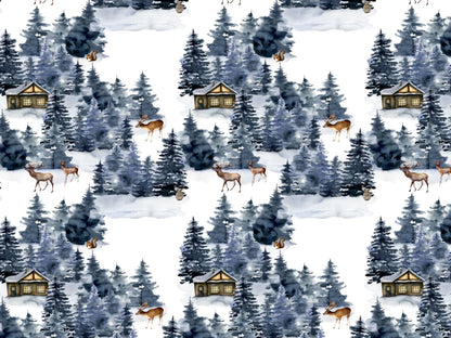 stoff-french-terry-sommersweat-sweat-baumwolle-kathi-kunterbunt-herbst-winter-weihnachten-wald-tannenbaum-reh-hirsch-hase-eichhoernchen-blau-vintage-christmas-2