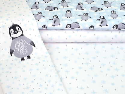 stoff-french-terry-sommersweat-sweat-baumwolle-pinguine-kombi-schneeflocken-blau-panel