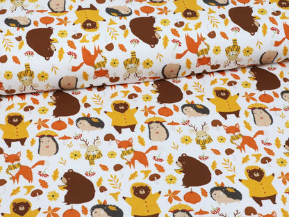 stoff-french-terry-sommersweat-sweat-baumwolle-unangeraut-kathi-kunterbunt-herbst-walfreunde-wald-baer-fuchs-reh-igel-waldtiere-senf-2