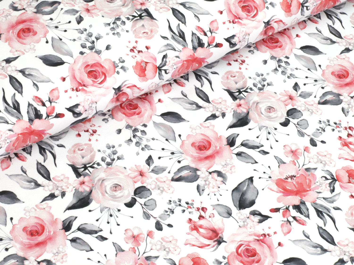 stoff-french-terry-sommersweat-sweat-baumwolle-watercolor-aquarell-rosen-blumen-rose-rot-grau