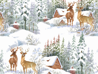 stoff-french-terry-sommersweat-sweat-baumwolle-winter-landschaft-schnee-hirsch-wald