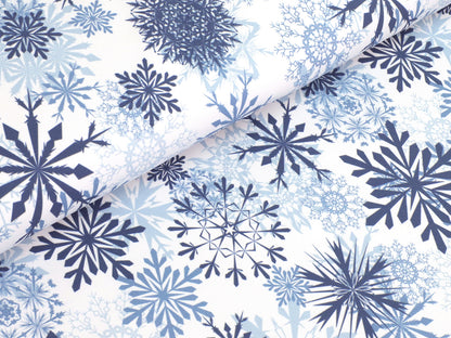 stoff-french-terry-sommersweat-sweat-baumwolle-winter-schnee-schneeflocken-sterne-blau-2