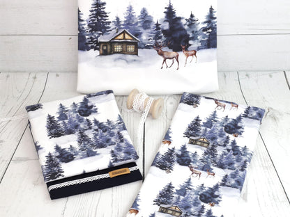stoff-french-terry-sommersweat-sweat-kathi-kunterbunt-blue-christmas-winter-weihnachten-schnee-wald-forest-reh-haus-serie-2