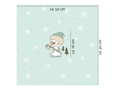 stoff-french-terry-sommersweat-sweat-unangeraut-baumwolle-kathi-kunterbunt-weihnachten-winter-schneemann-tannenbaum-schnee-schneeflocken-mint-panel-schneemann-mit-zuckerstange-mass