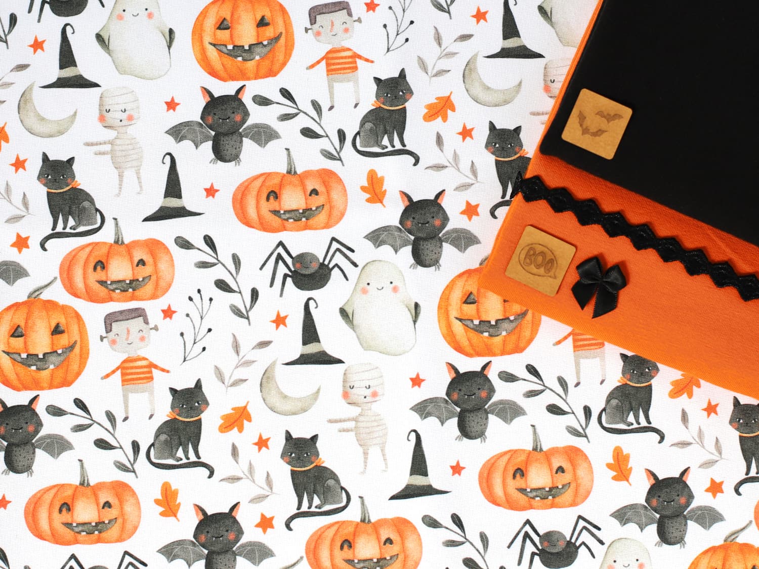 stoff-french-terry-sommersweat-unangeraut-herbst-halloween-kuerbis-fledermaus-gespenst-mumie-spinne-katze-spooky-spectacle-2