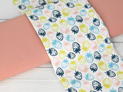 stoff-french-terry-sommersweat-unangeraut-kathi-kunterbunt-fruehling-sommer-frucht-obst-erdbeere-strawberry-petrol-gelb-tuerkis-kombistoffe