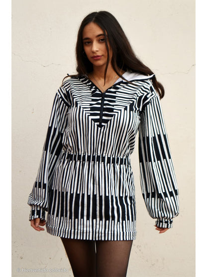 stoff-french-terry-sommersweat-unangeraut-swafing-bienvenido-colorido-piano-schwarz-weiss-4