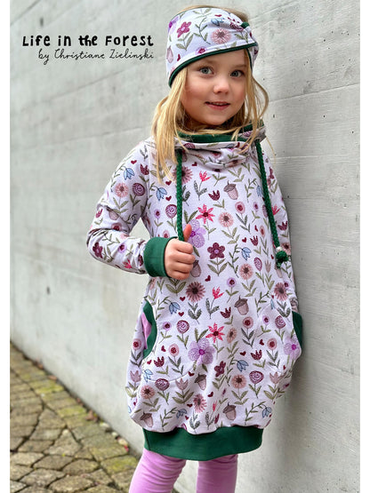 French Terry Stoff - Embroidery Flowers