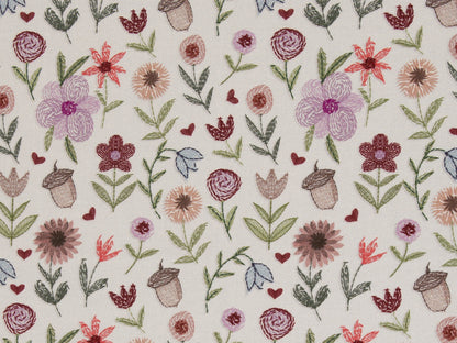 French Terry Stoff - Embroidery Flowers