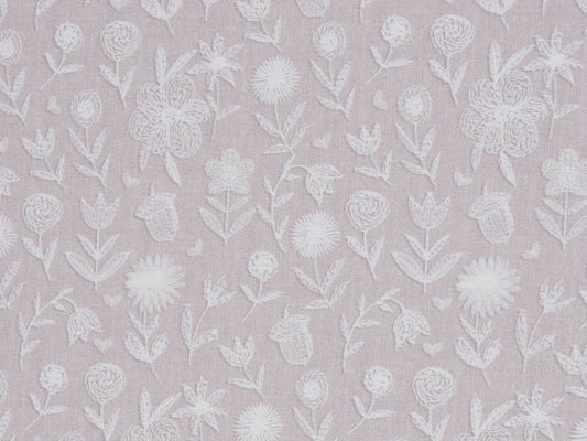 French Terry Stoff - Embroidery Flowers, altrosé blass