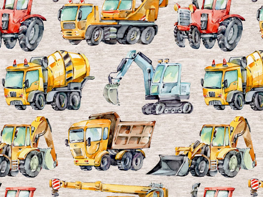 stoff-french-terry-sweat-sommersweat-unangeraut-baufahrzeuge-autos-traktor-bagger-betonmischer-meliert-beige-2