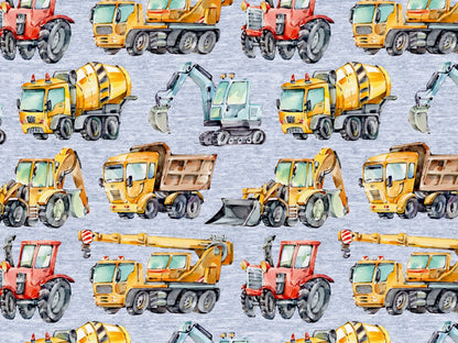 stoff-french-terry-sweat-sommersweat-unangeraut-baufahrzeuge-autos-traktor-bagger-betonmischer-meliert-blau