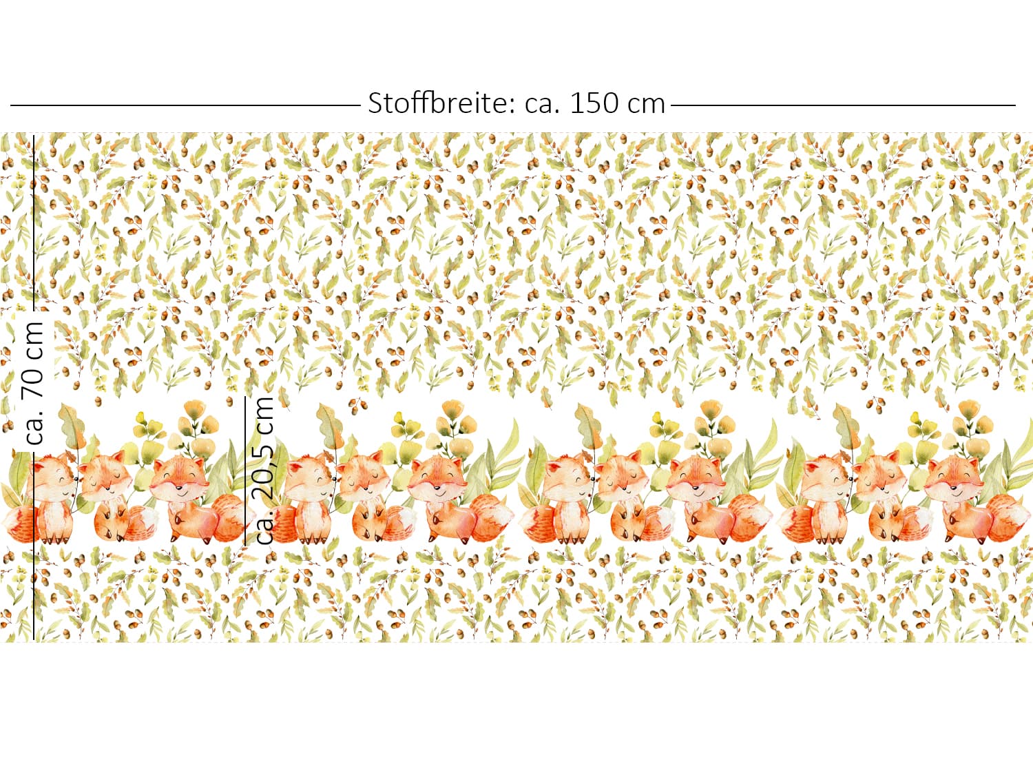 stoff-french-terry-sweat-sommersweat-unangeraut-herbst-winter-waldtiere-kombi-blaetter-laub-graeser-wiese-wald-gruen-kleiner-fuchs-PANEL-masse