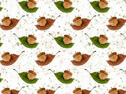 stoff-french-terry-sweat-sommersweat-unangeraut-kathi-kunterbunt-happy-autumn-herbst-eichel-watercolor-aquarell-sprenkel-blatt-leaves-braun-gruen-klein