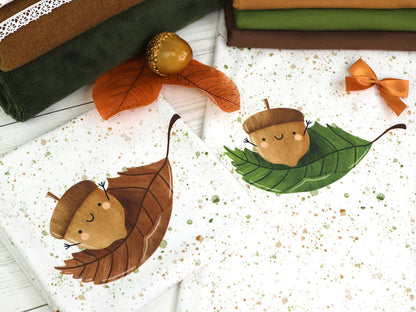 stoff-french-terry-sweat-sommersweat-unangeraut-kathi-kunterbunt-happy-autumn-herbst-eichel-watercolor-aquarell-sprenkel-blatt-leaves-braun-gruen-serie-3