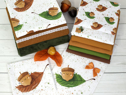 stoff-french-terry-sweat-sommersweat-unangeraut-kathi-kunterbunt-happy-autumn-herbst-eichel-watercolor-aquarell-sprenkel-blatt-leaves-braun-gruen-serie-5