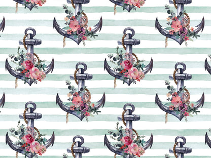 stoff-french-terry-sweat-sommersweat-unangeraut-watercolor-aquarell-anker-anchor-maritim-nautical-streifen-stripes-blumen-flower-altmint