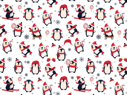 stoff-french-terry-sweat-unangeraut-sommersweat-winter-weihnachten-tiere-pinguin-schlitten-schal-muetze-weiss