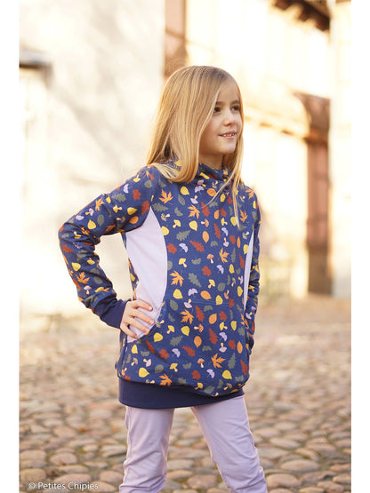 French Terry Stoff - Herbstlaub, dunkelblau