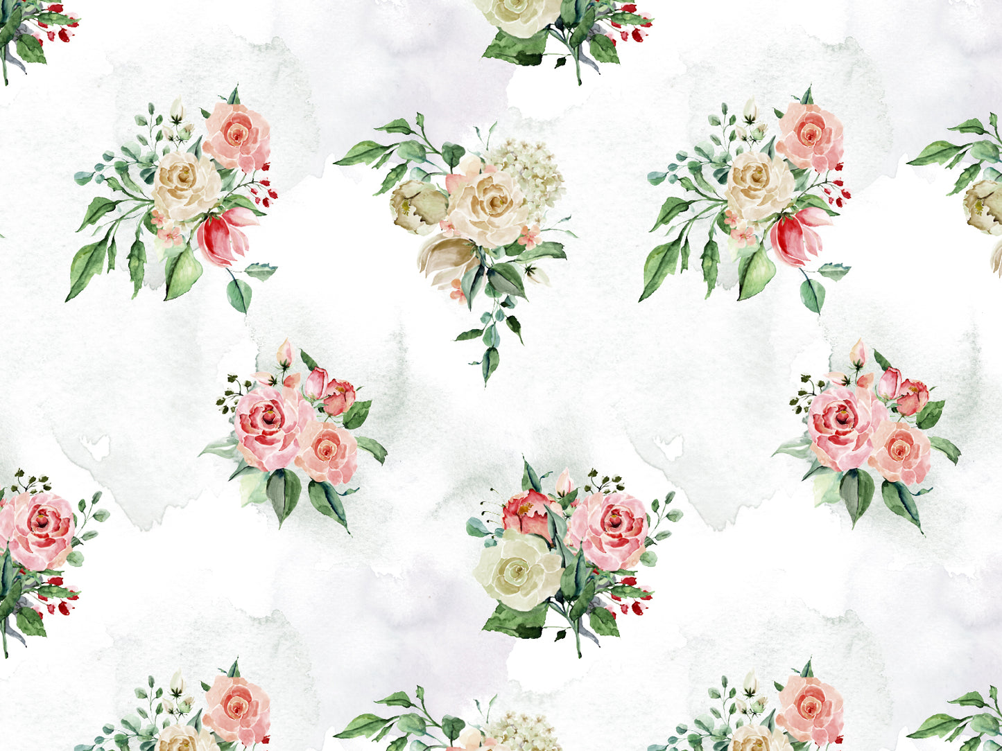 French Terry - Vintage Rose Splash, altgrün