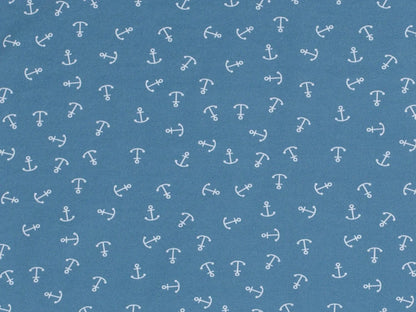 stoff-jersey-baumwolle-baumwolljersey-anker-qreuz-und-quer-anchor-maritim-marine-nautical-helles-jeansblau-weiss
