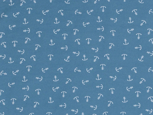 stoff-jersey-baumwolle-baumwolljersey-anker-qreuz-und-quer-anchor-maritim-marine-nautical-helles-jeansblau-weiss