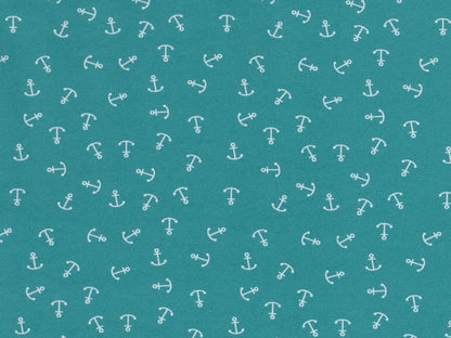 stoff-jersey-baumwolle-baumwolljersey-anker-qreuz-und-quer-anchor-maritim-marine-nautical-seegruen-weiss