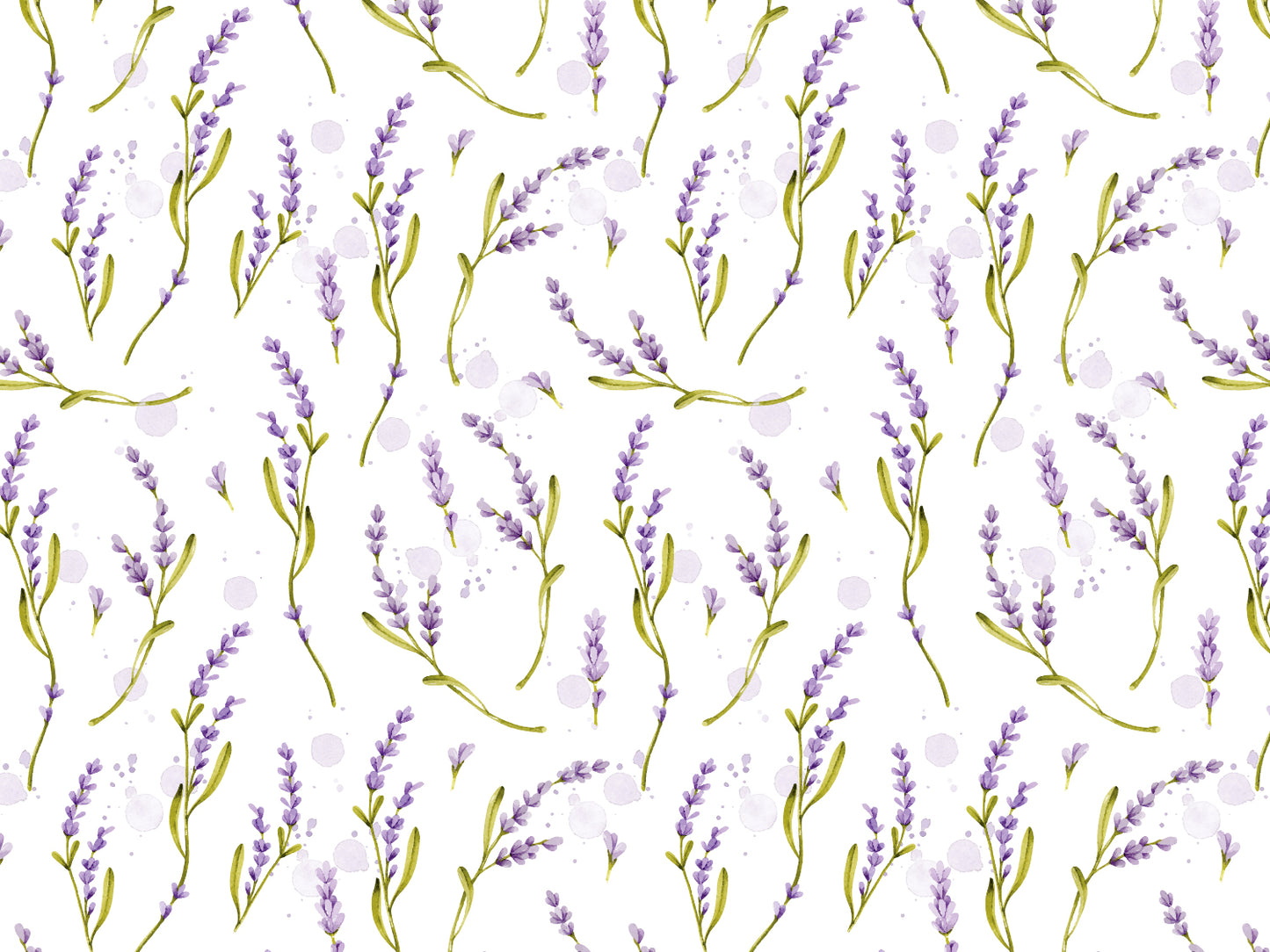 Jersey Stoff - Aquarell Lavendel & Kleckse Sommer Jersey Stoff Lavendel Muster mit lila Lavendelblüten auf weißem Hintergrund