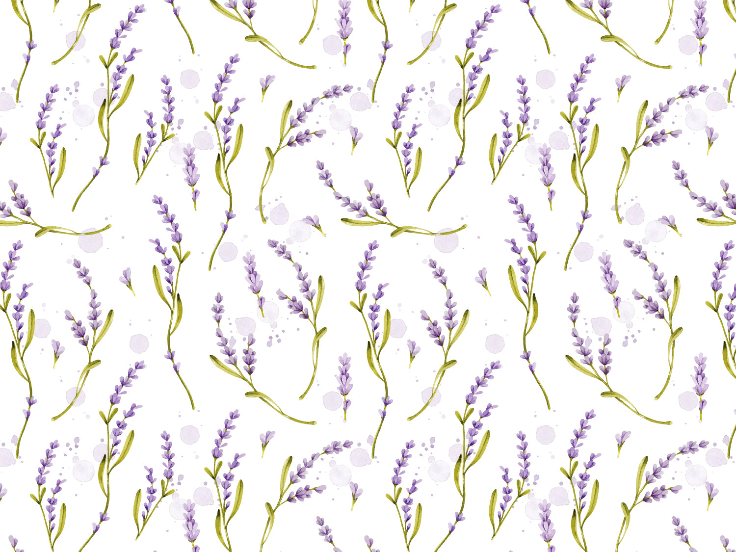 Jersey Stoff - Aquarell Lavendel & Kleckse Sommer Jersey Stoff Lavendel Muster mit lila Lavendelblüten auf weißem Hintergrund